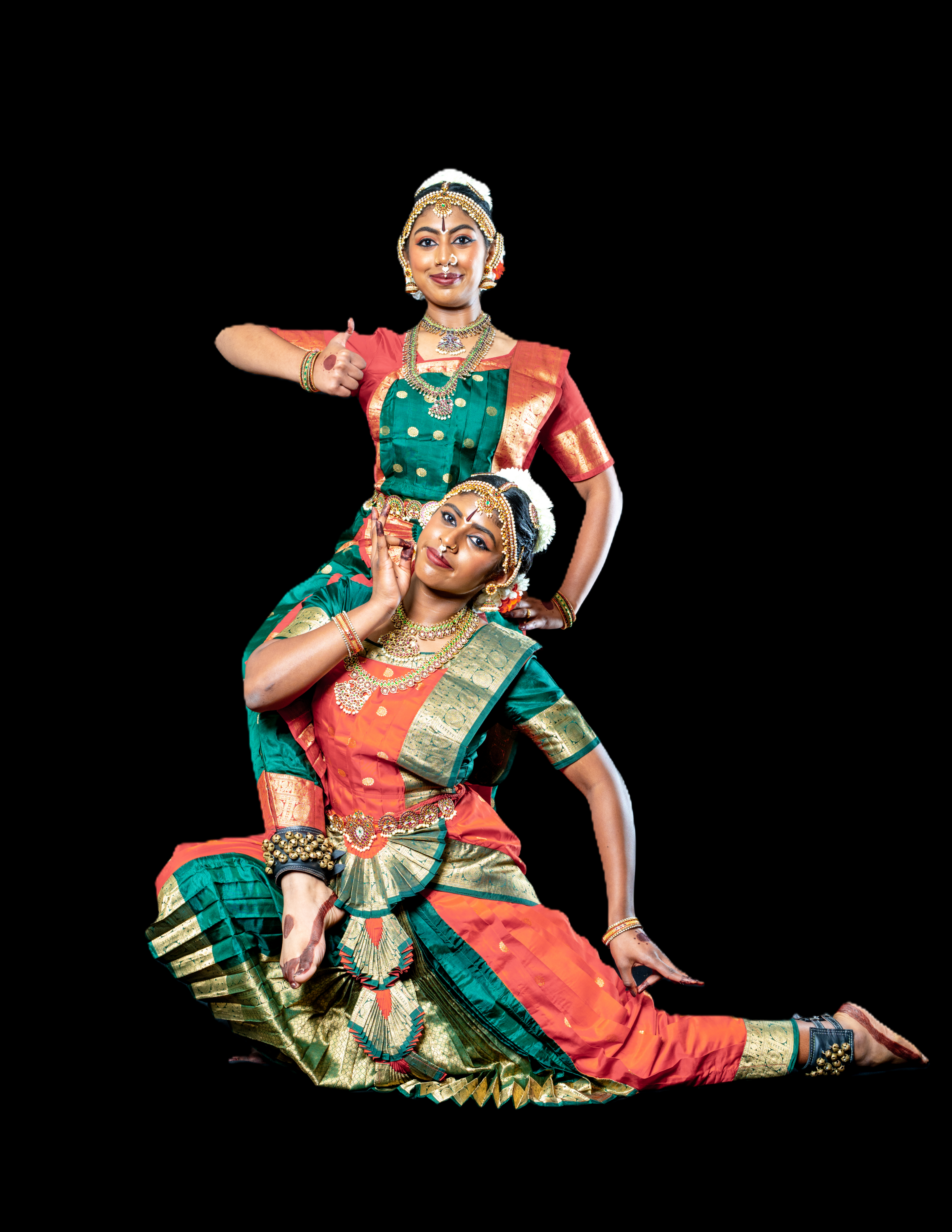 Dancer in a red and green costume
